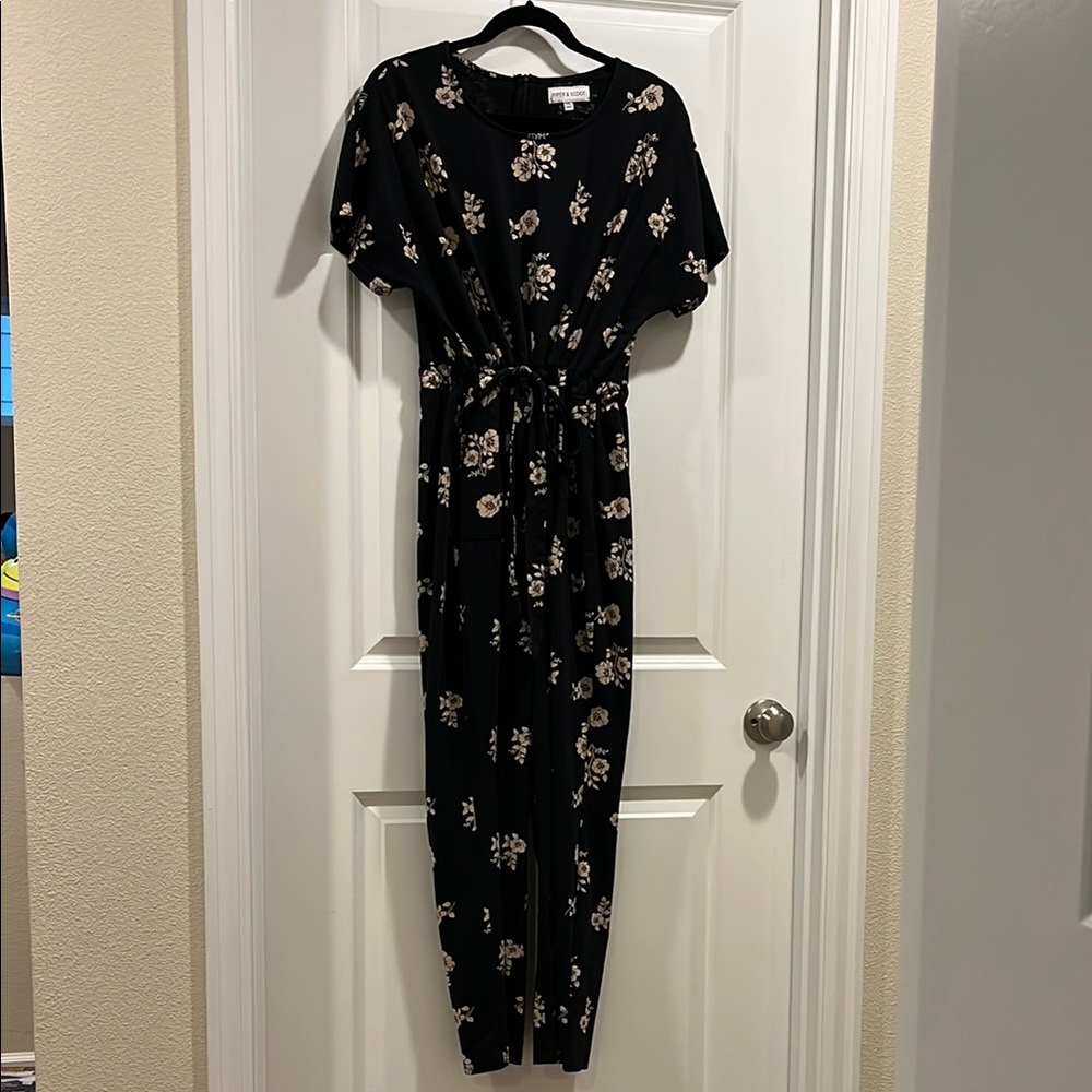 Floral Black Jumpsuit